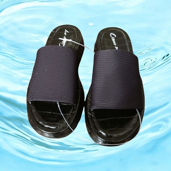 Circus NY by Sam Edelman Latasha Slides Sandals Ladies 7 Black New Slip on Mules - Picture 2 of 5